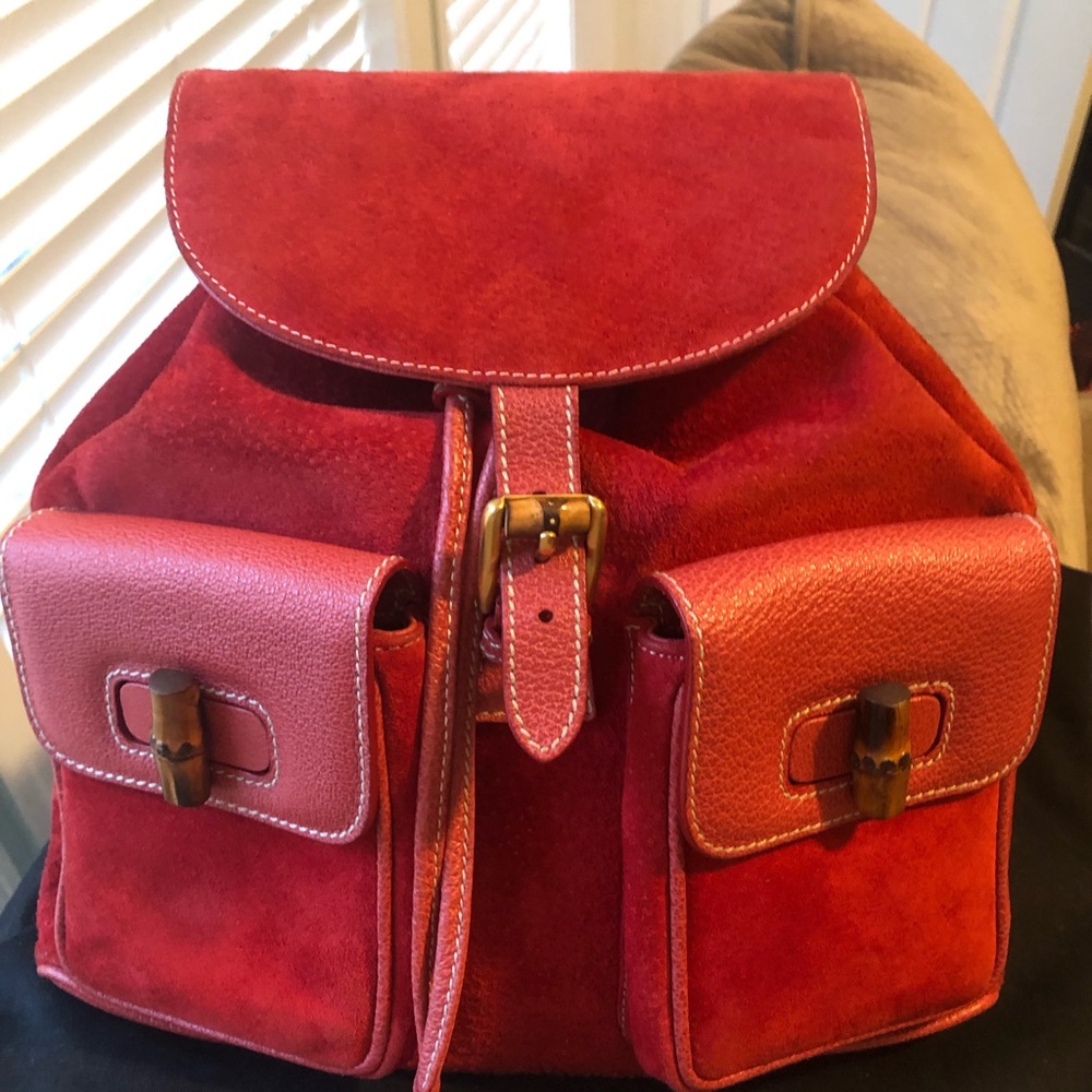 Sold! Gucci red bamboo backpack (more photos)